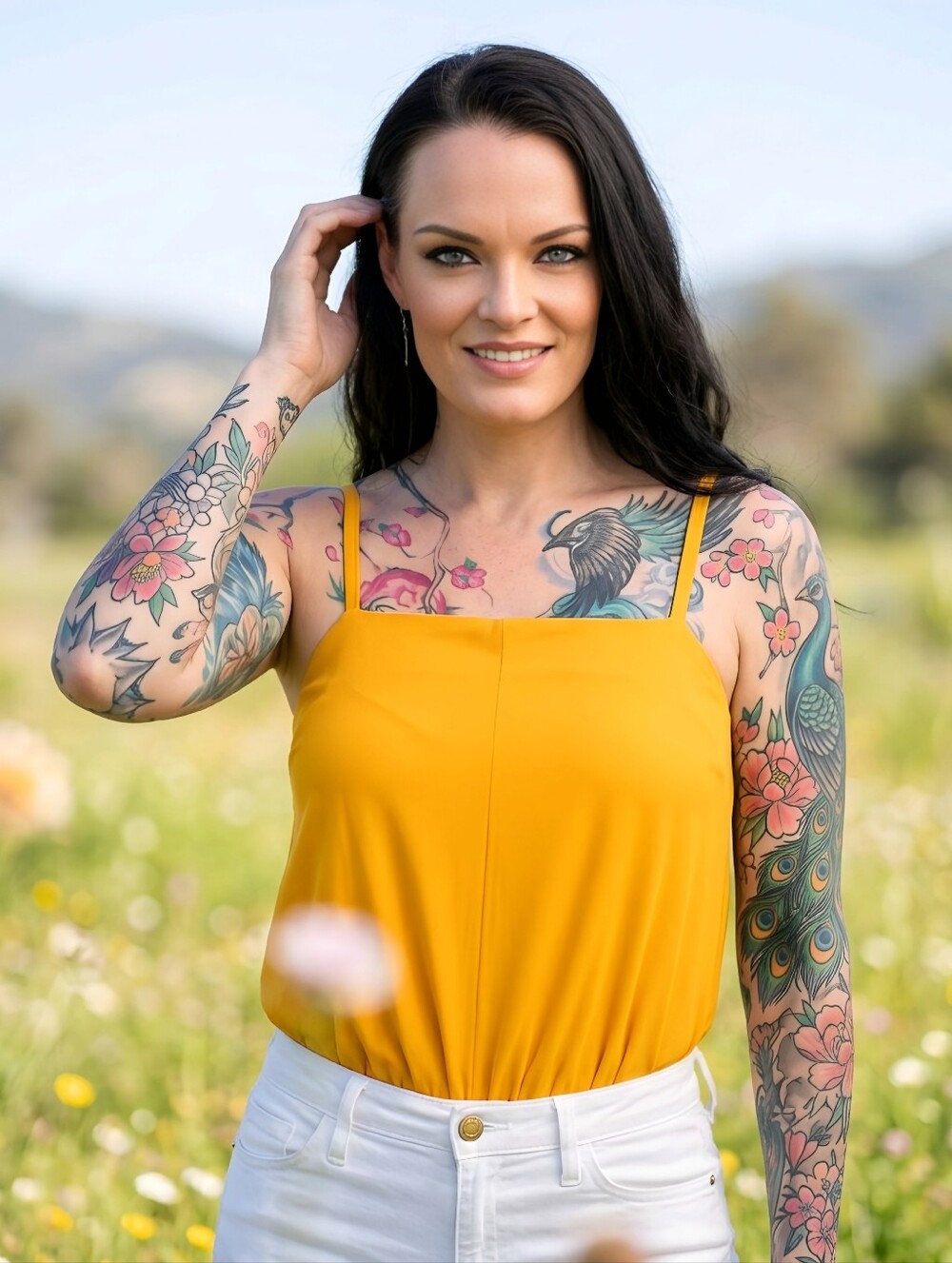 Free People ✦ Marissa Ribbed Bodysuit ✦ Yellow Square Neck Adjustable Straps S